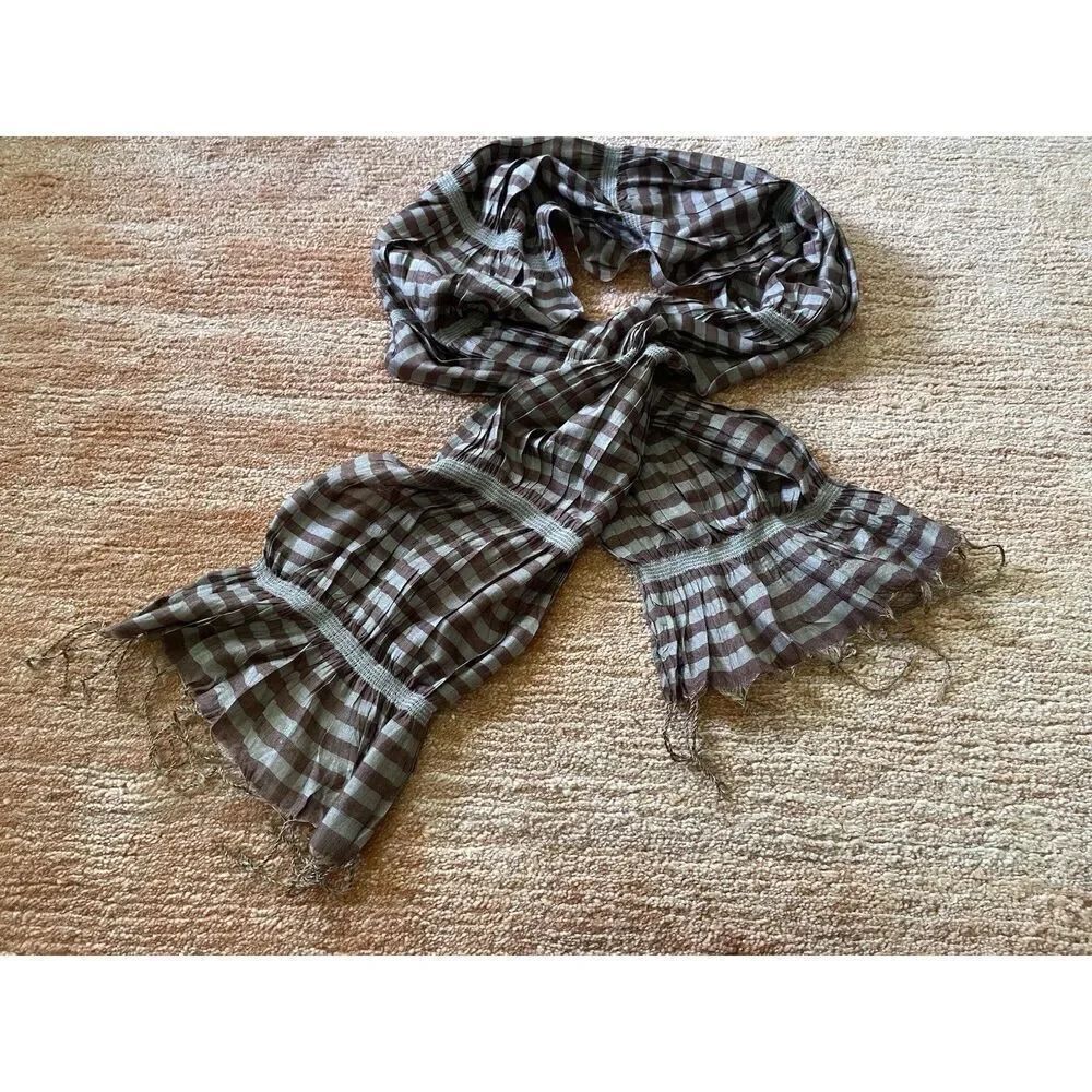 Blend Silk Unisex Brown Striped Scarf  66x8